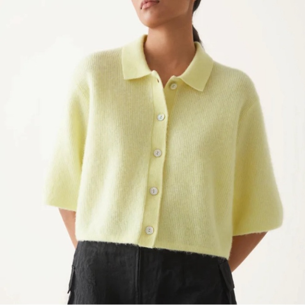 & Other Stories Cropped collared knit cardigan